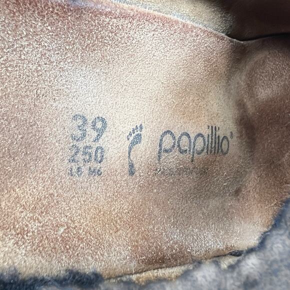 Papillio X Birkenstock Unisex Fanny Teddy Fuzzy Black Wedge Clog Size 39 M 6 W 8 - Picture 10 of 11
